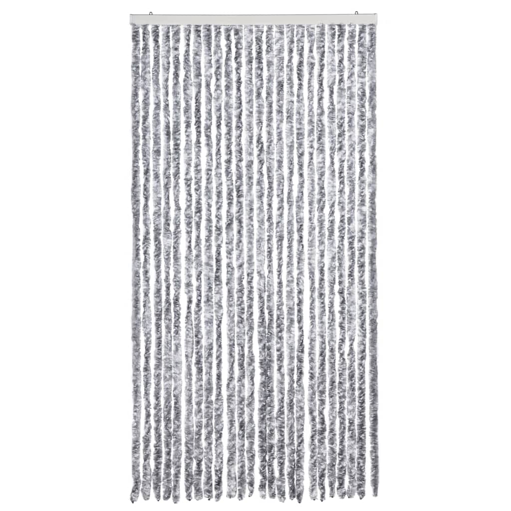 Vliegengordijn 100x200 cm chenille wit en grijs