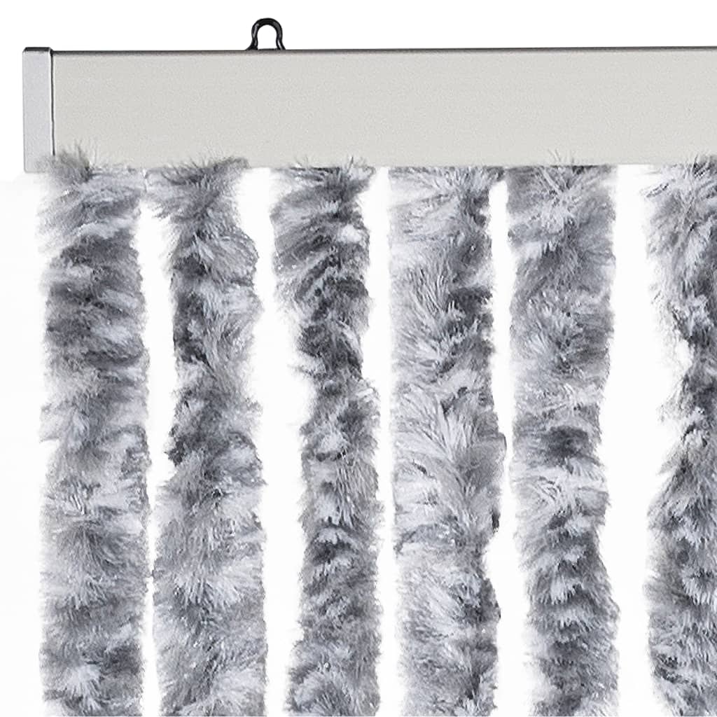 Vliegengordijn 100x200 cm chenille wit en grijs