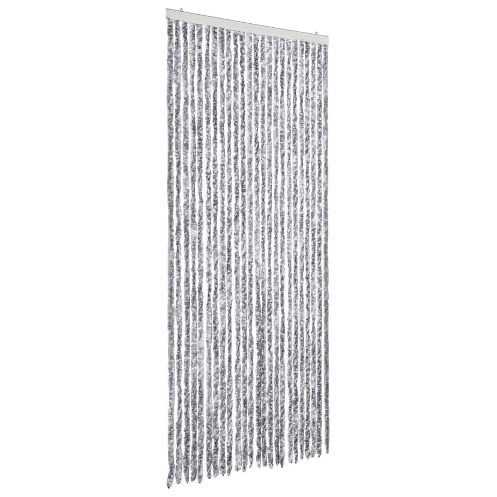 Vliegengordijn 100x230 cm chenille wit en grijs