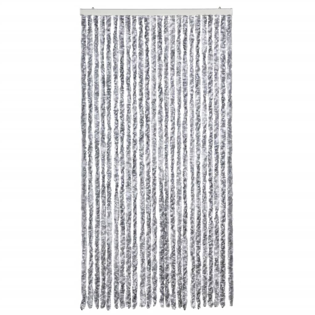 Vliegengordijn 100x230 cm chenille wit en grijs