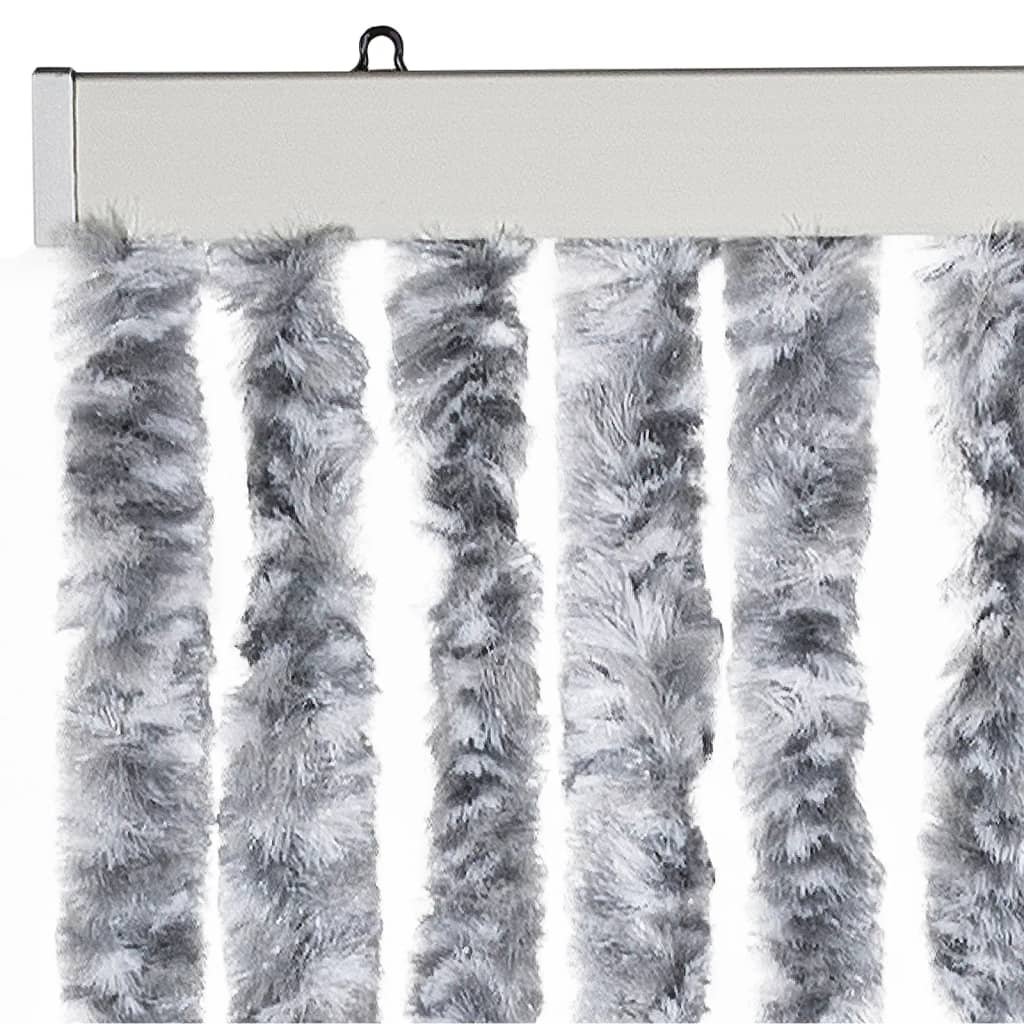 Vliegengordijn 100x230 cm chenille wit en grijs