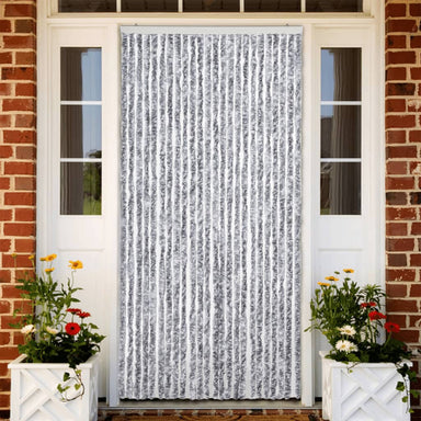 Vliegengordijn 100x230 cm chenille wit en grijs