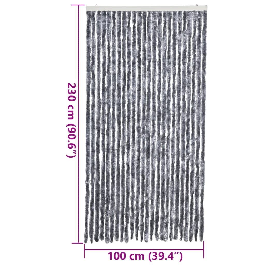 Vliegengordijn 100x230 cm chenille zilver