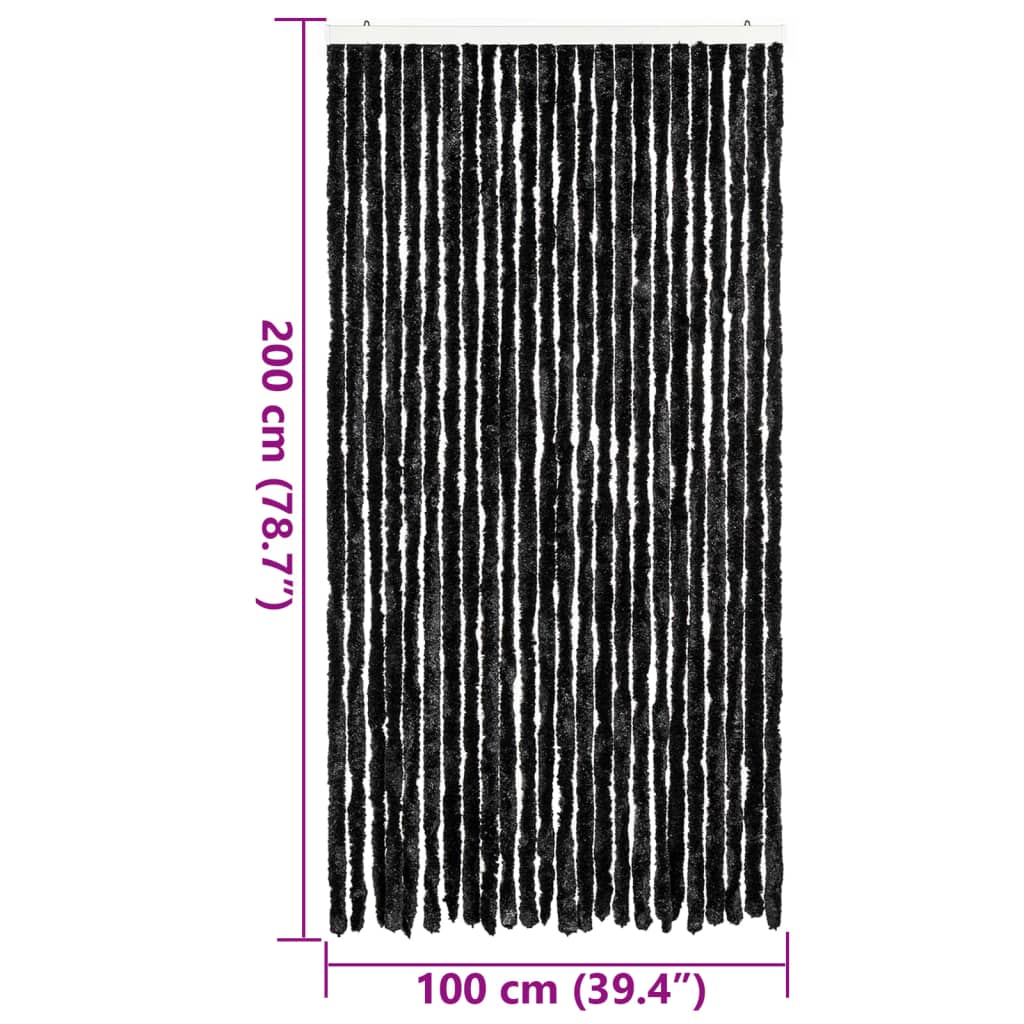 Vliegengordijn 100x200 cm chenille antracietkleurig