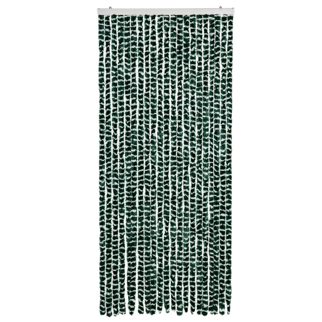 Vliegengordijn 90x200 cm chenille groen en wit