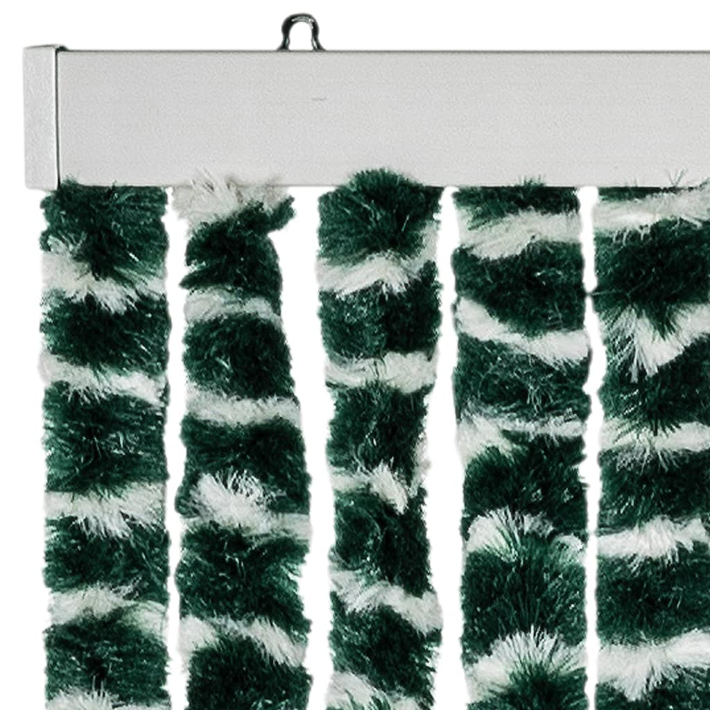 Vliegengordijn 90x200 cm chenille groen en wit