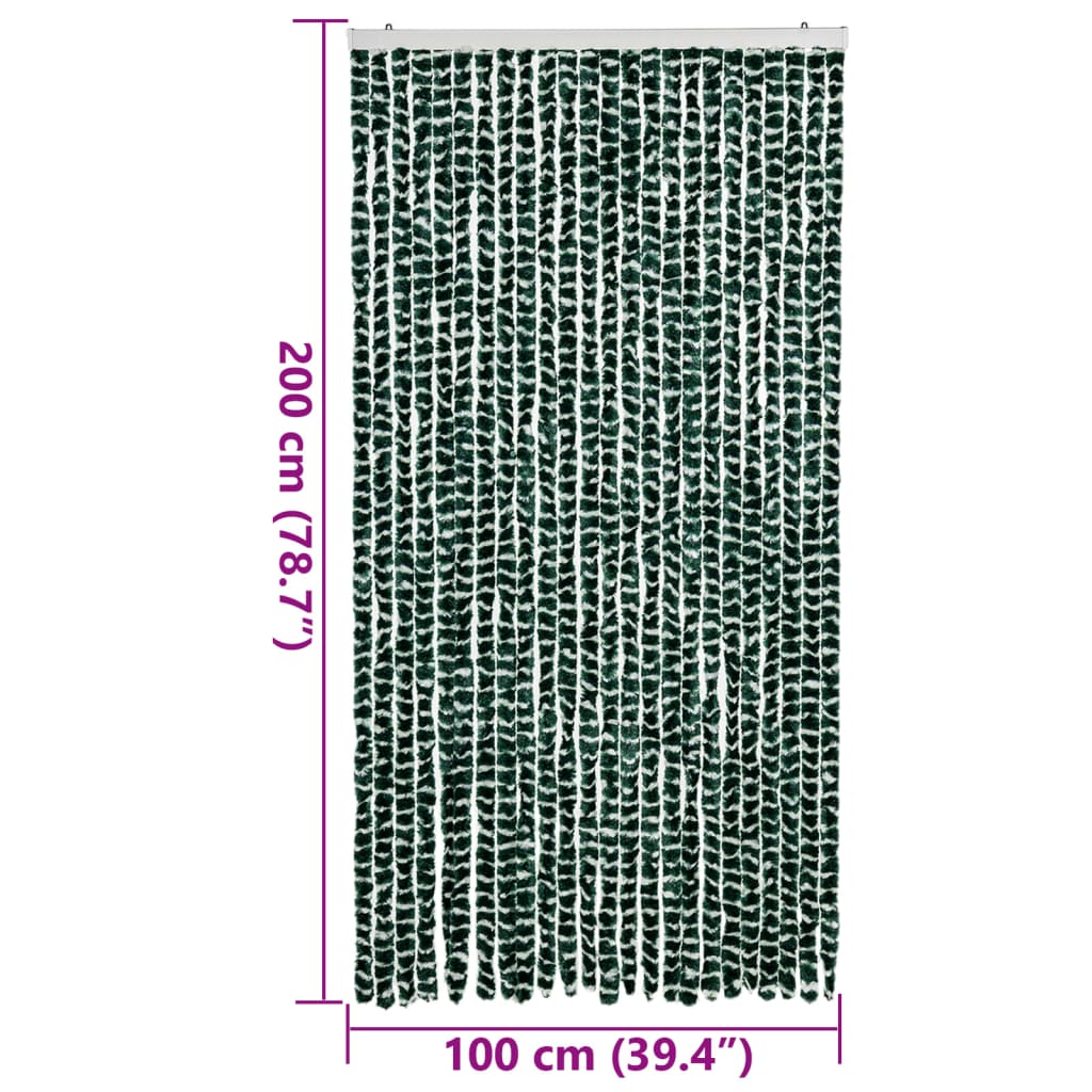 Vliegengordijn 100x200 cm chenille groen en wit
