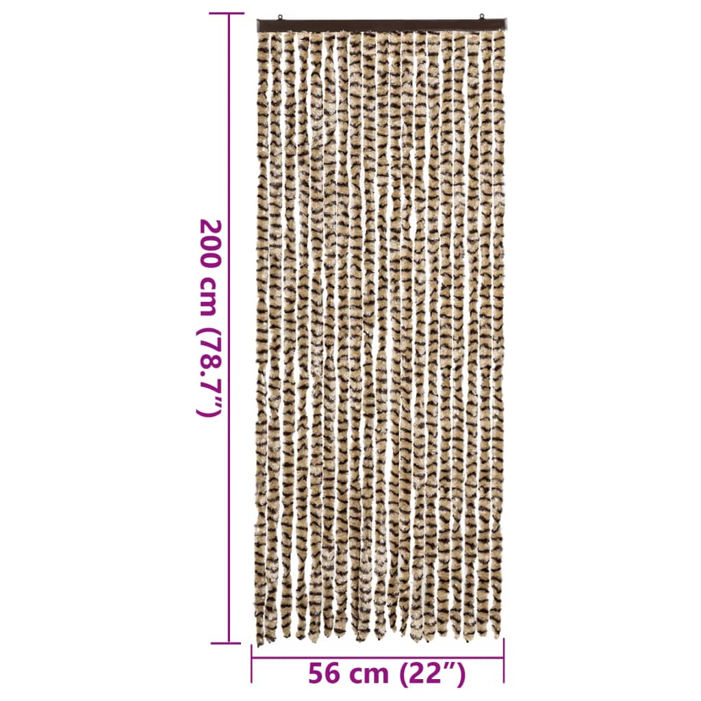 Vliegengordijn 56x200 cm chenille beige en bruin