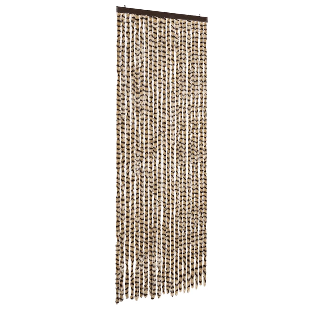 Vliegengordijn 90x200 cm chenille beige en bruin