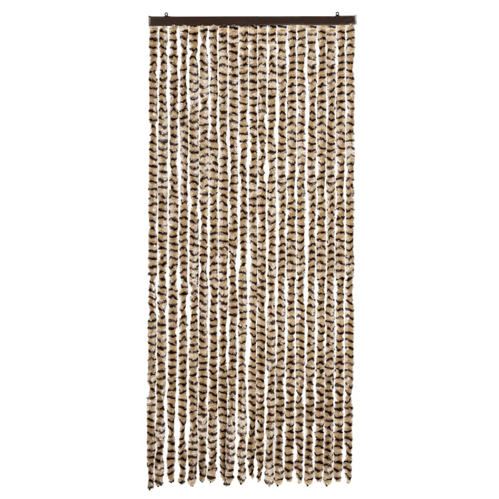 Vliegengordijn 90x200 cm chenille beige en bruin