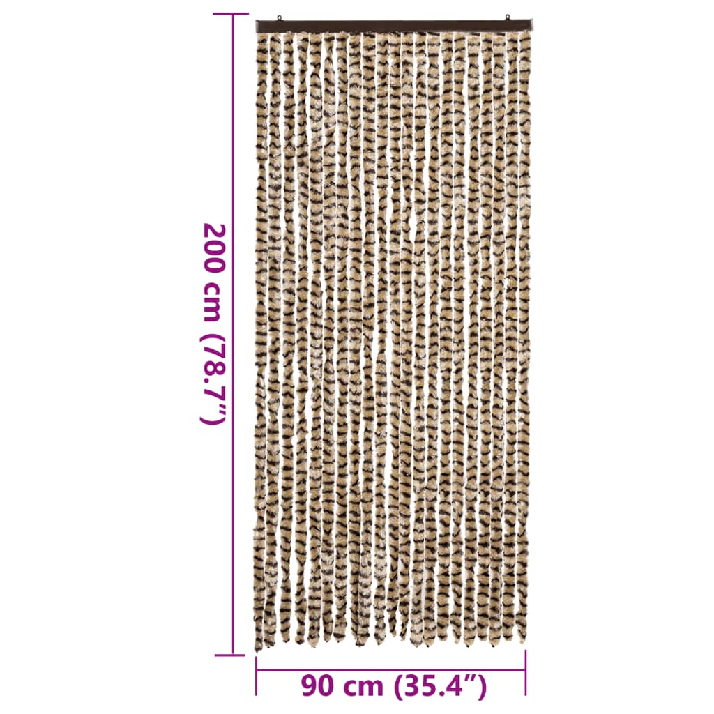Vliegengordijn 90x200 cm chenille beige en bruin