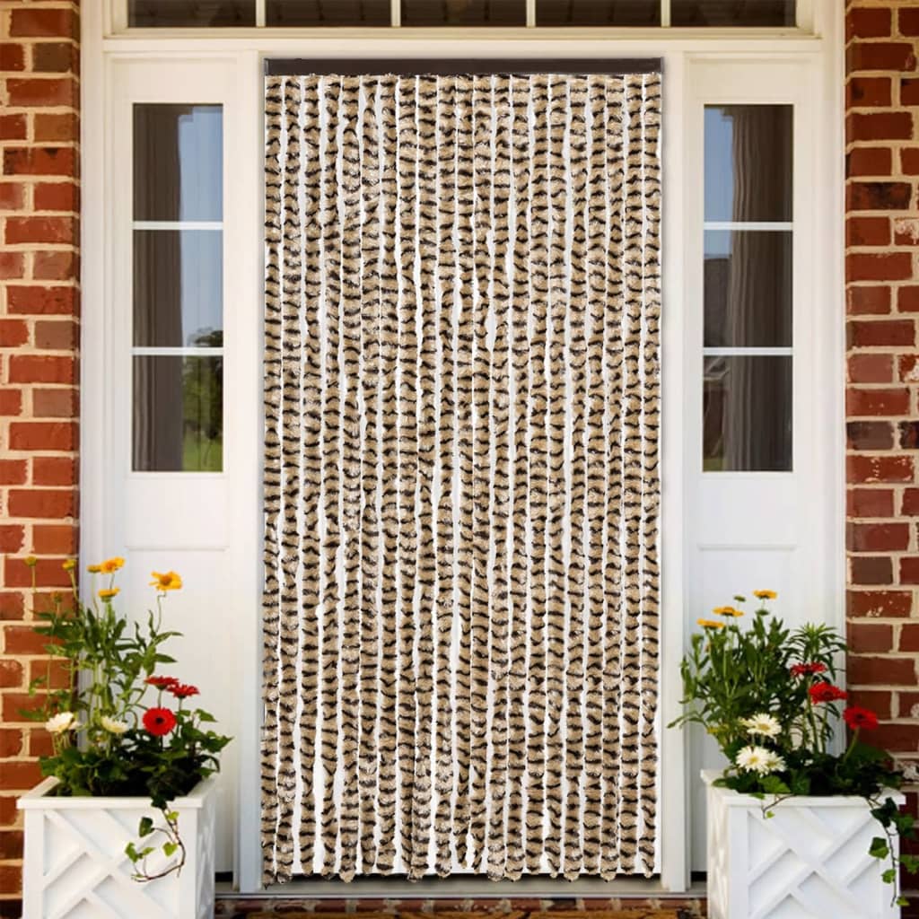 Vliegengordijn 90x200 cm chenille beige en bruin
