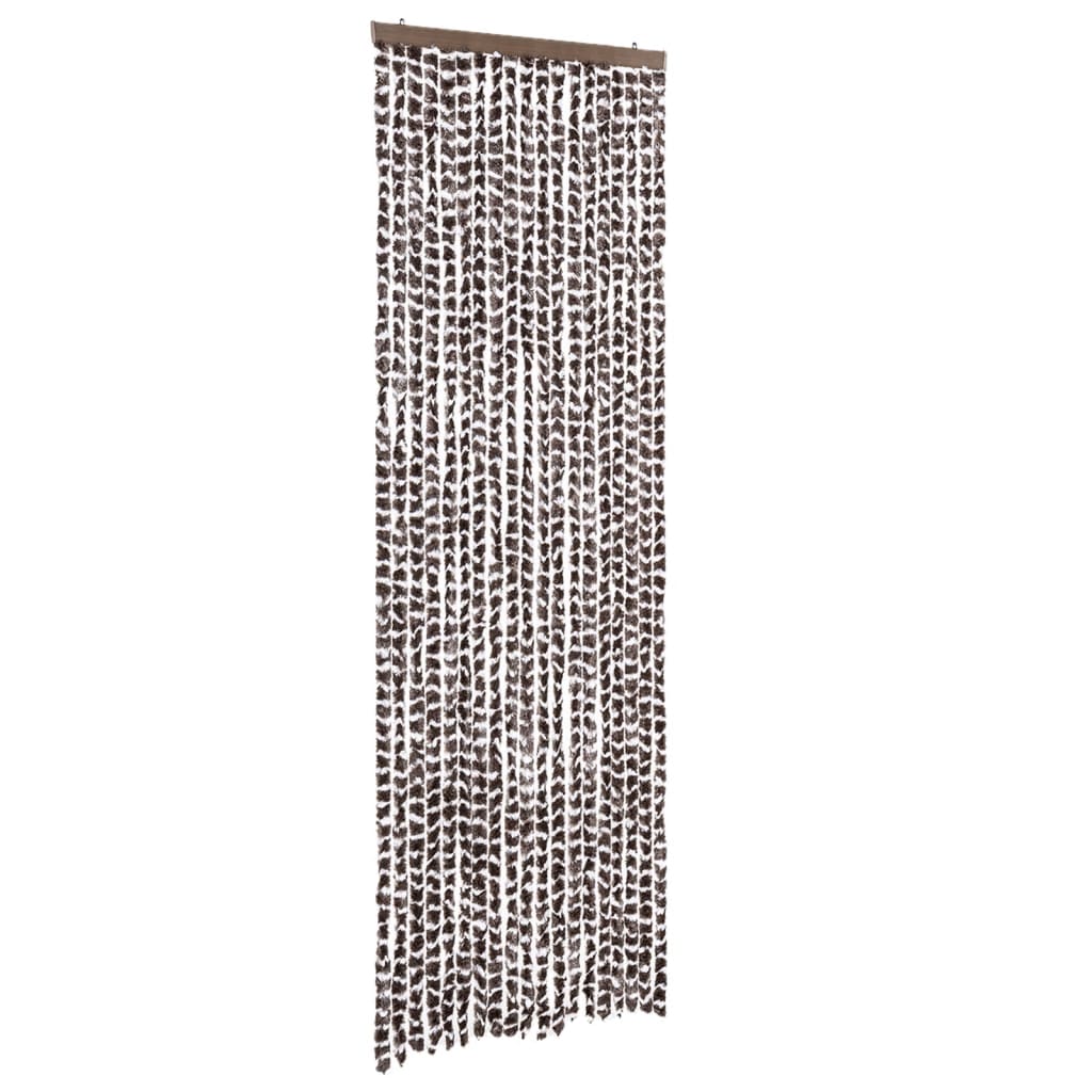 Vliegengordijn 56x200 cm chenille bruin en wit