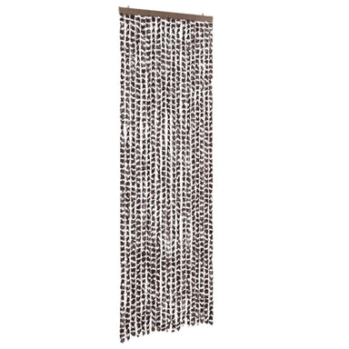 Vliegengordijn 56x200 cm chenille bruin en wit