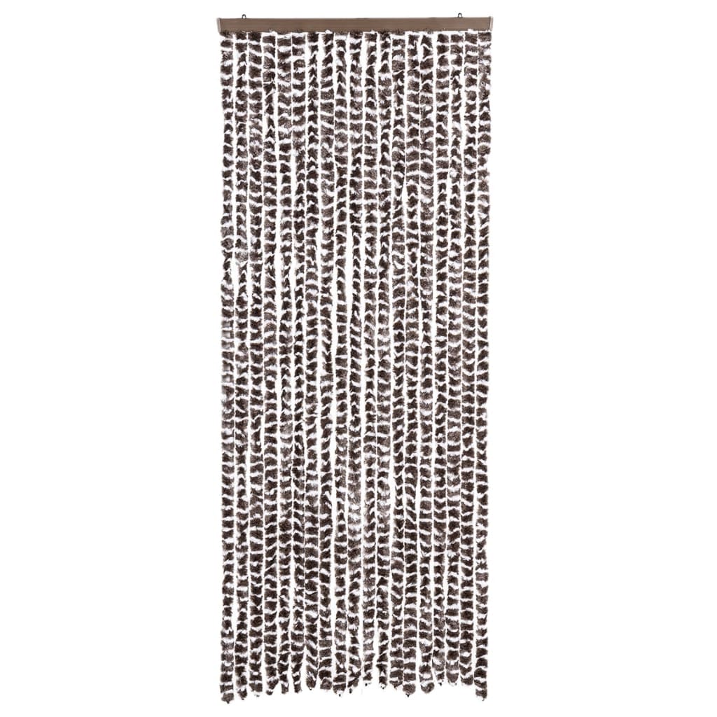 Vliegengordijn 56x200 cm chenille bruin en wit