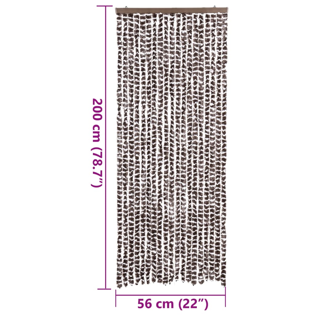 Vliegengordijn 56x200 cm chenille bruin en wit