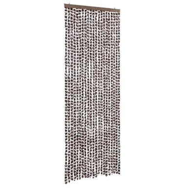 Vliegengordijn 90x200 cm chenille bruin en wit