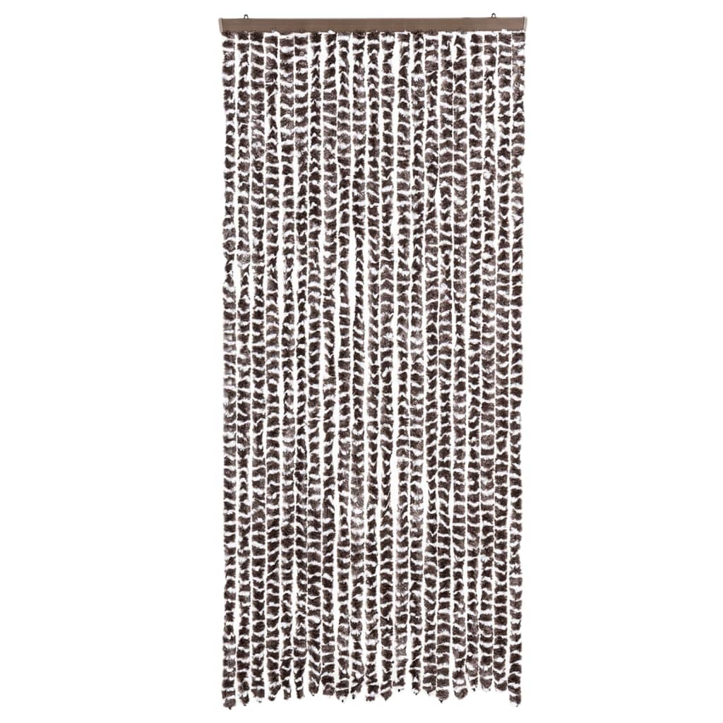 Vliegengordijn 90x200 cm chenille bruin en wit