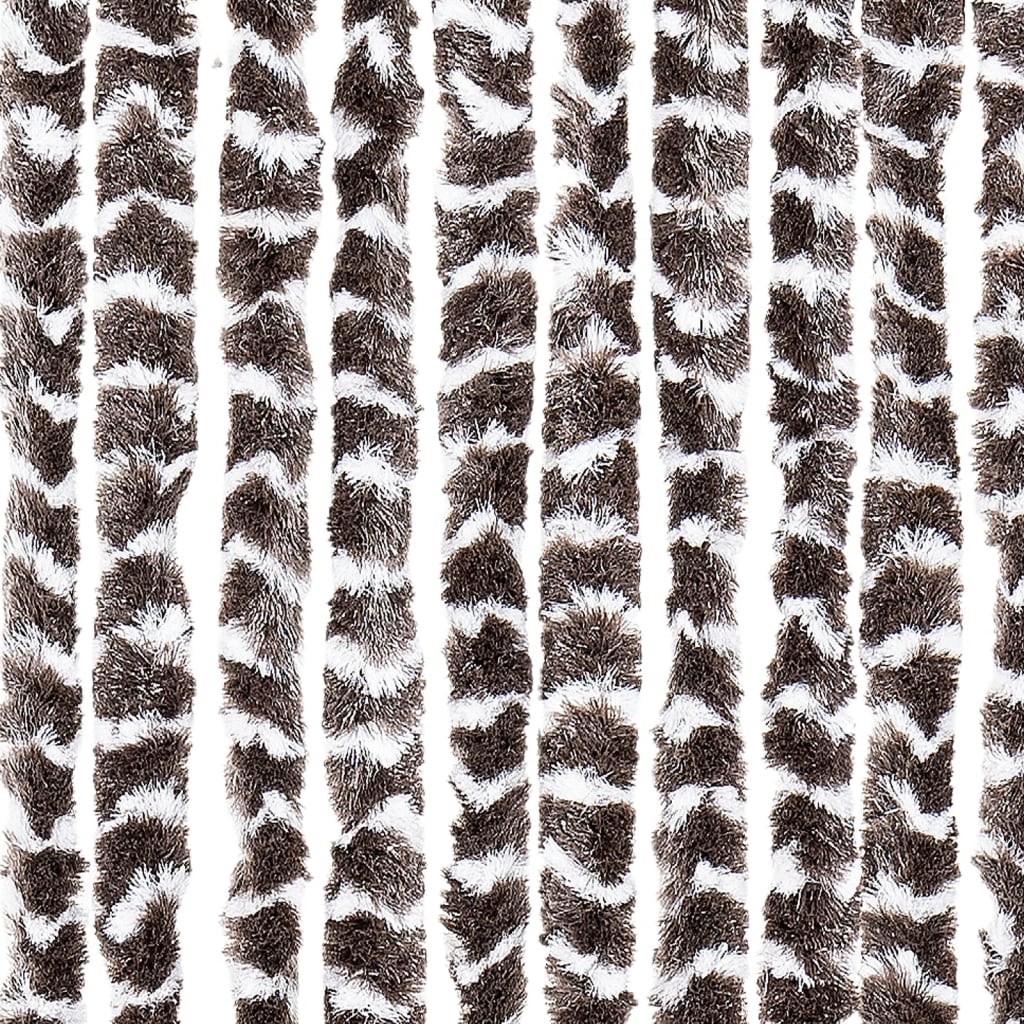 Vliegengordijn 90x200 cm chenille bruin en wit