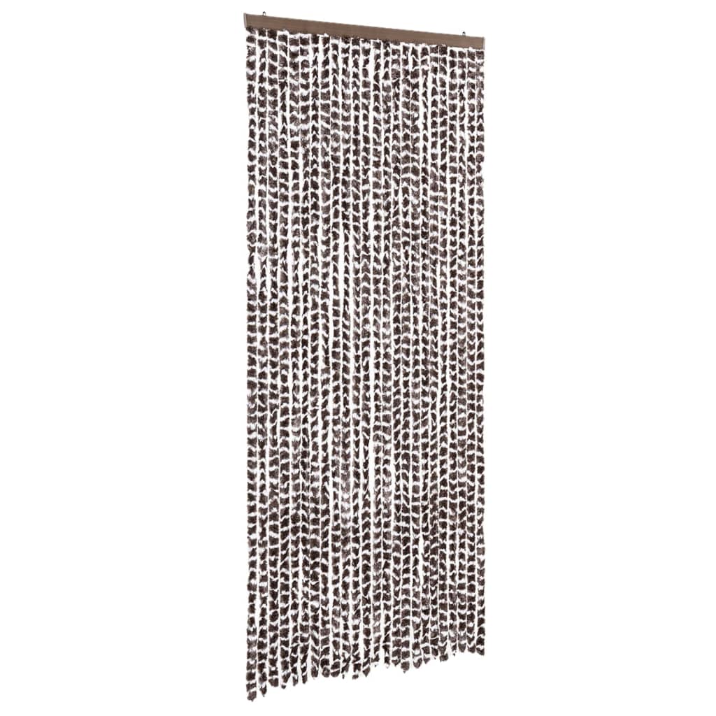 Vliegengordijn 100x230 cm chenille bruin en wit