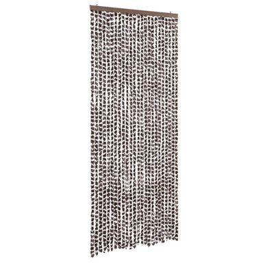 Vliegengordijn 100x230 cm chenille bruin en wit