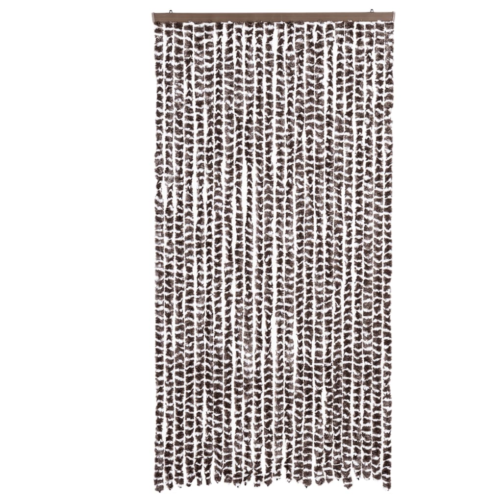 Vliegengordijn 100x230 cm chenille bruin en wit