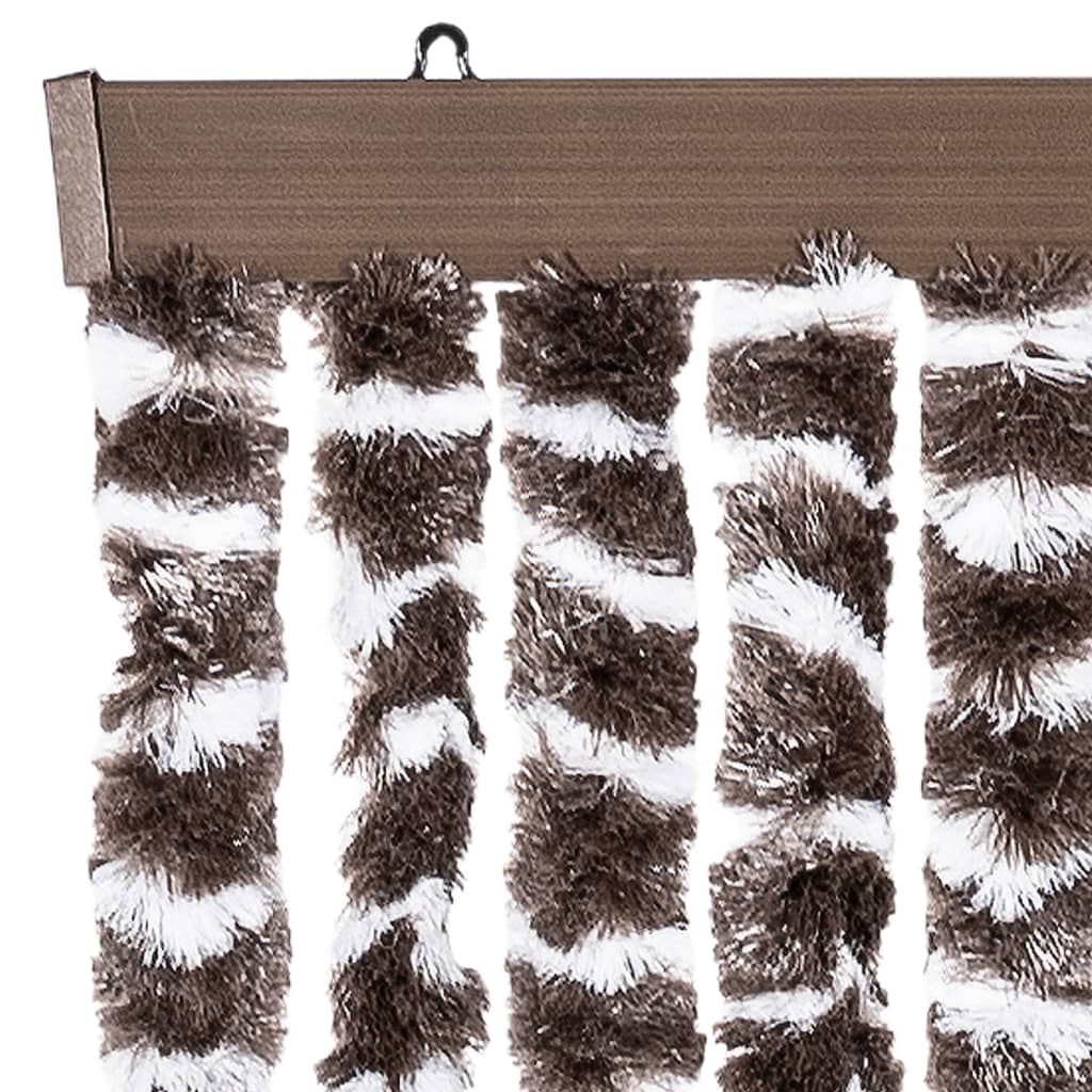 Vliegengordijn 100x230 cm chenille bruin en wit