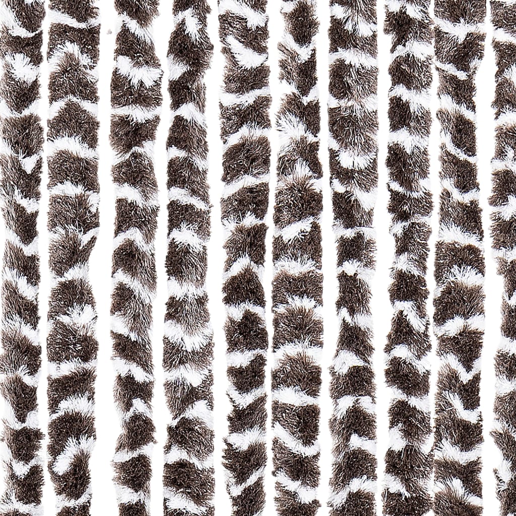 Vliegengordijn 100x230 cm chenille bruin en wit