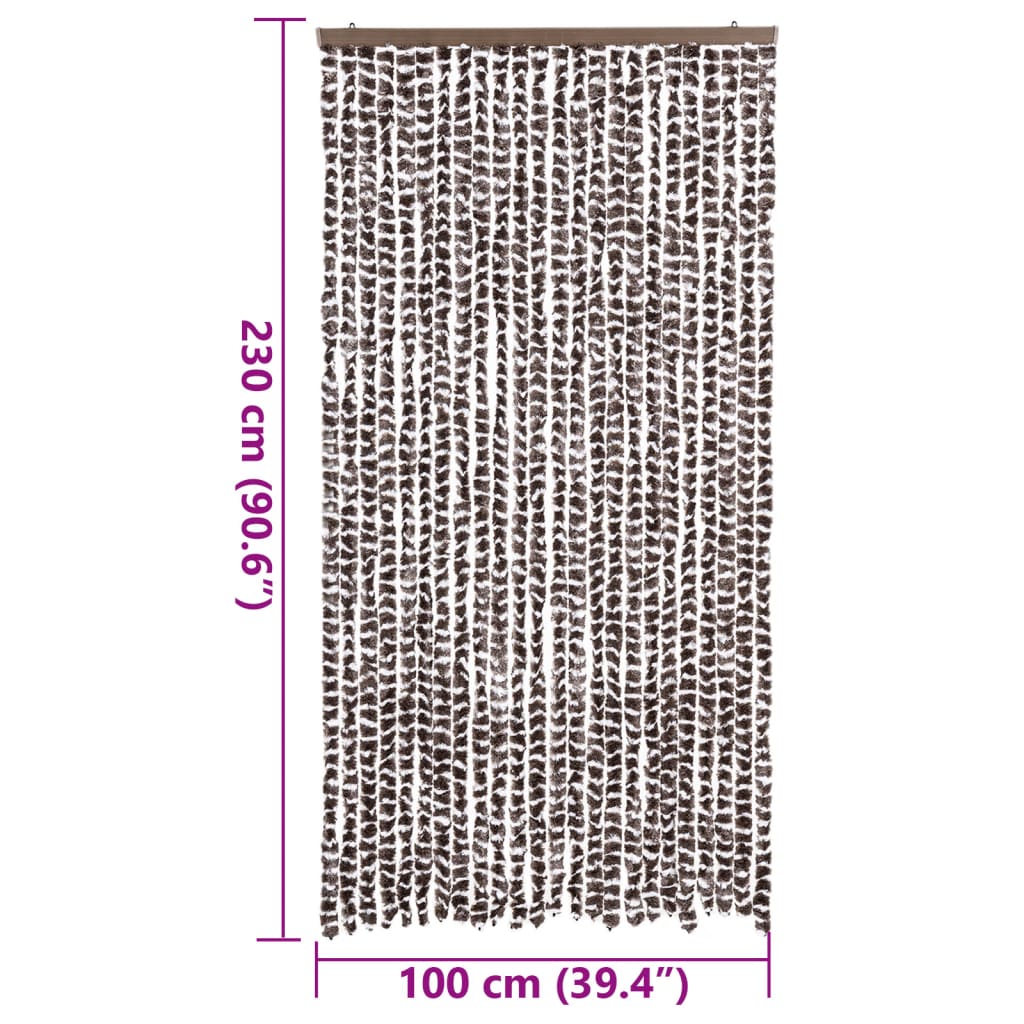 Vliegengordijn 100x230 cm chenille bruin en wit