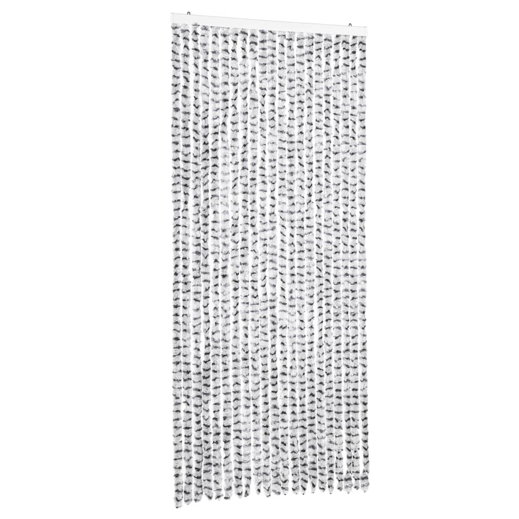 Vliegengordijn 90x200 cm chenille lichtgrijs en donkergrijs
