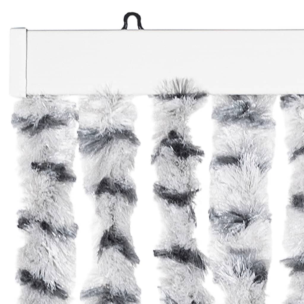 Vliegengordijn 90x200 cm chenille lichtgrijs en donkergrijs