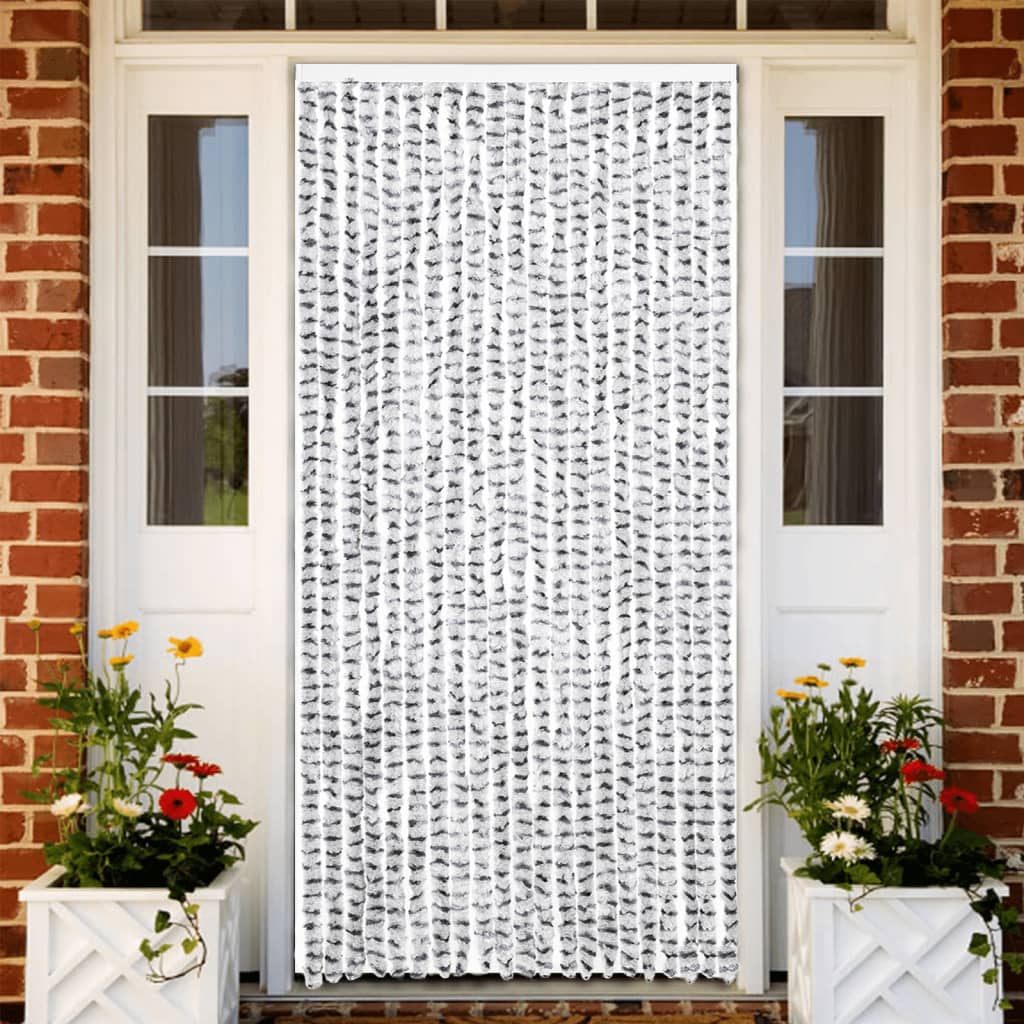 Vliegengordijn 90x200 cm chenille lichtgrijs en donkergrijs