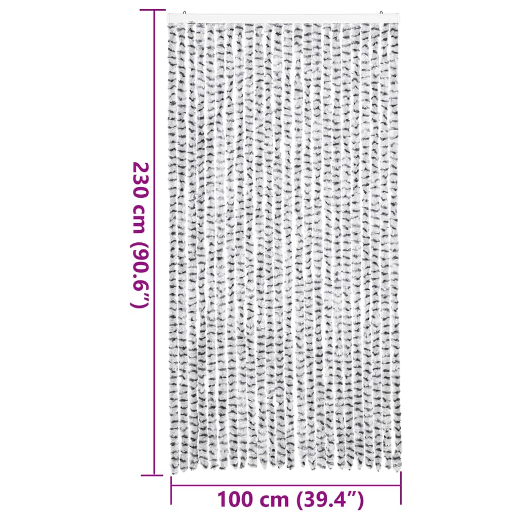 Vliegengordijn 100x230 cm chenille lichtgrijs en donkergrijs