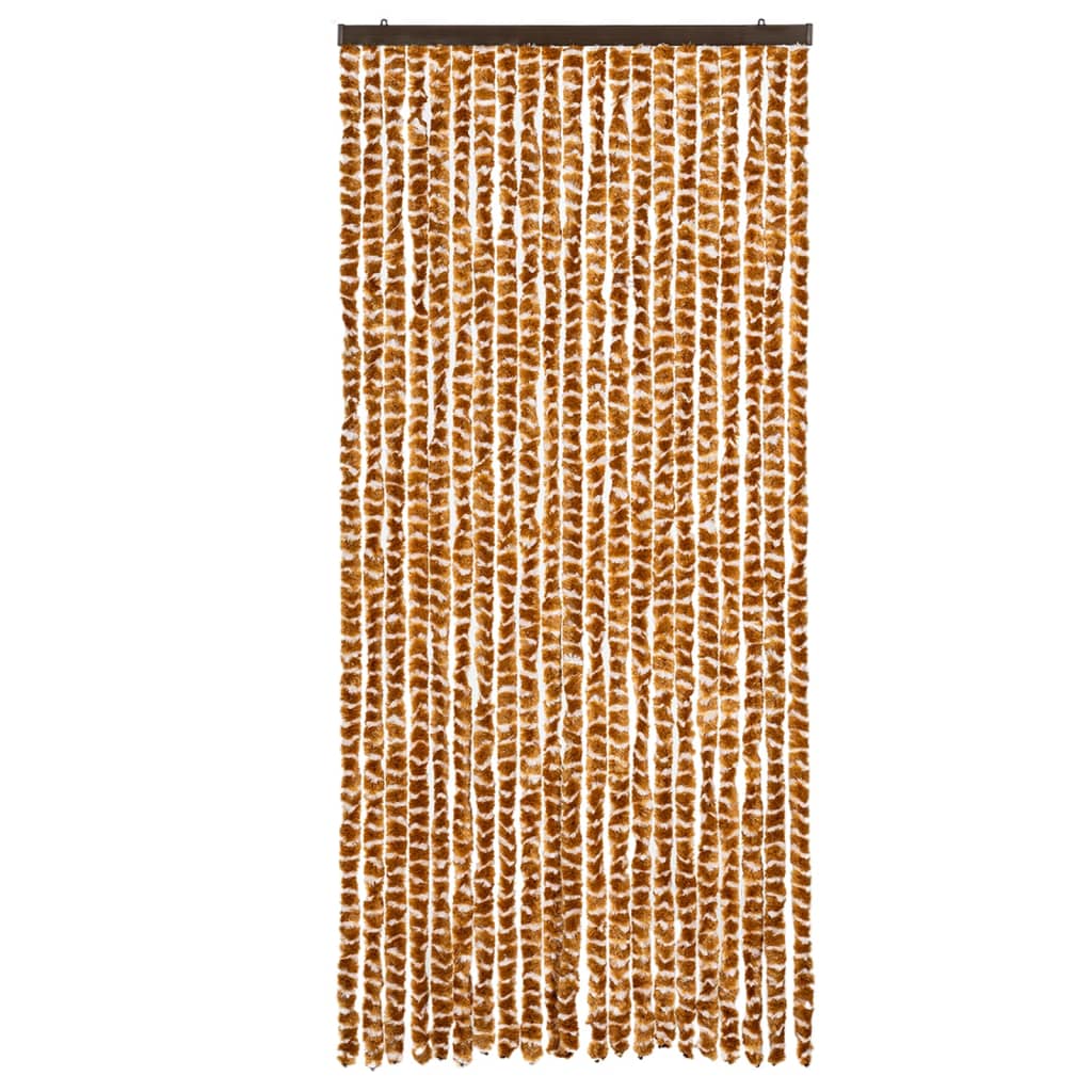 Vliegengordijn 90x200 cm chenille okerkleurig en wit