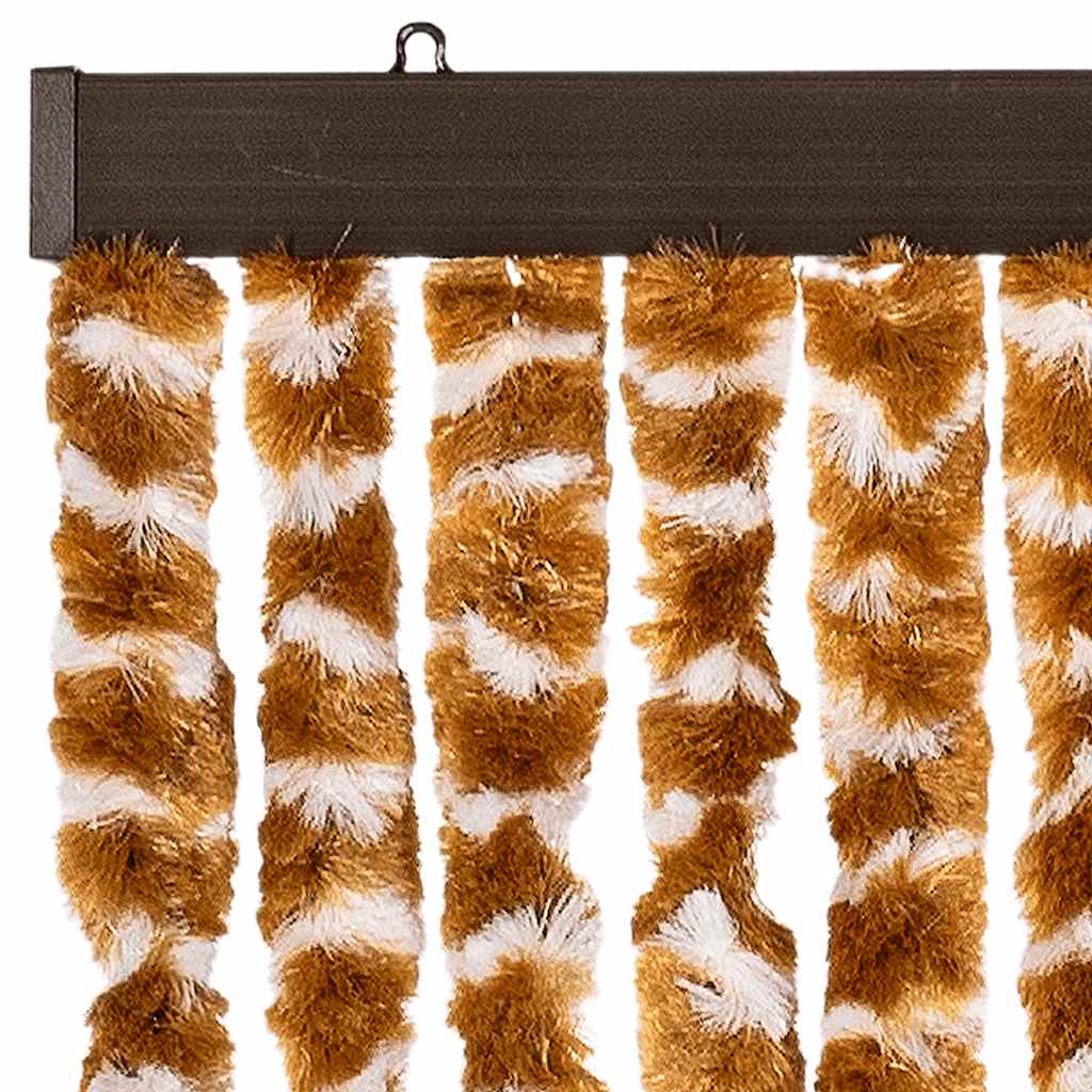 Vliegengordijn 90x200 cm chenille okerkleurig en wit