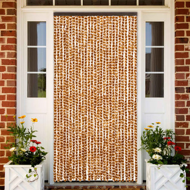 Vliegengordijn 90x200 cm chenille okerkleurig en wit