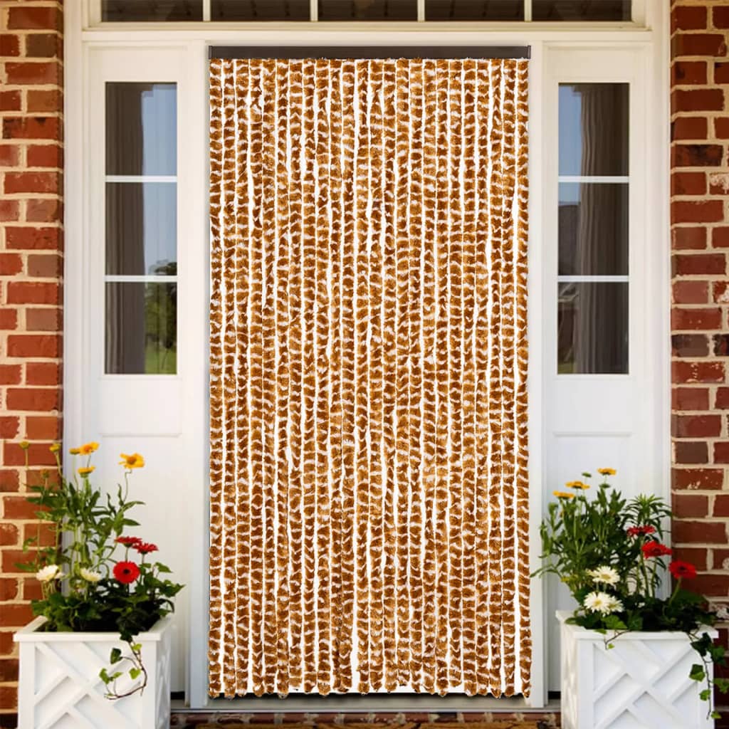 Vliegengordijn 100x200 cm chenille okerkleurig en wit