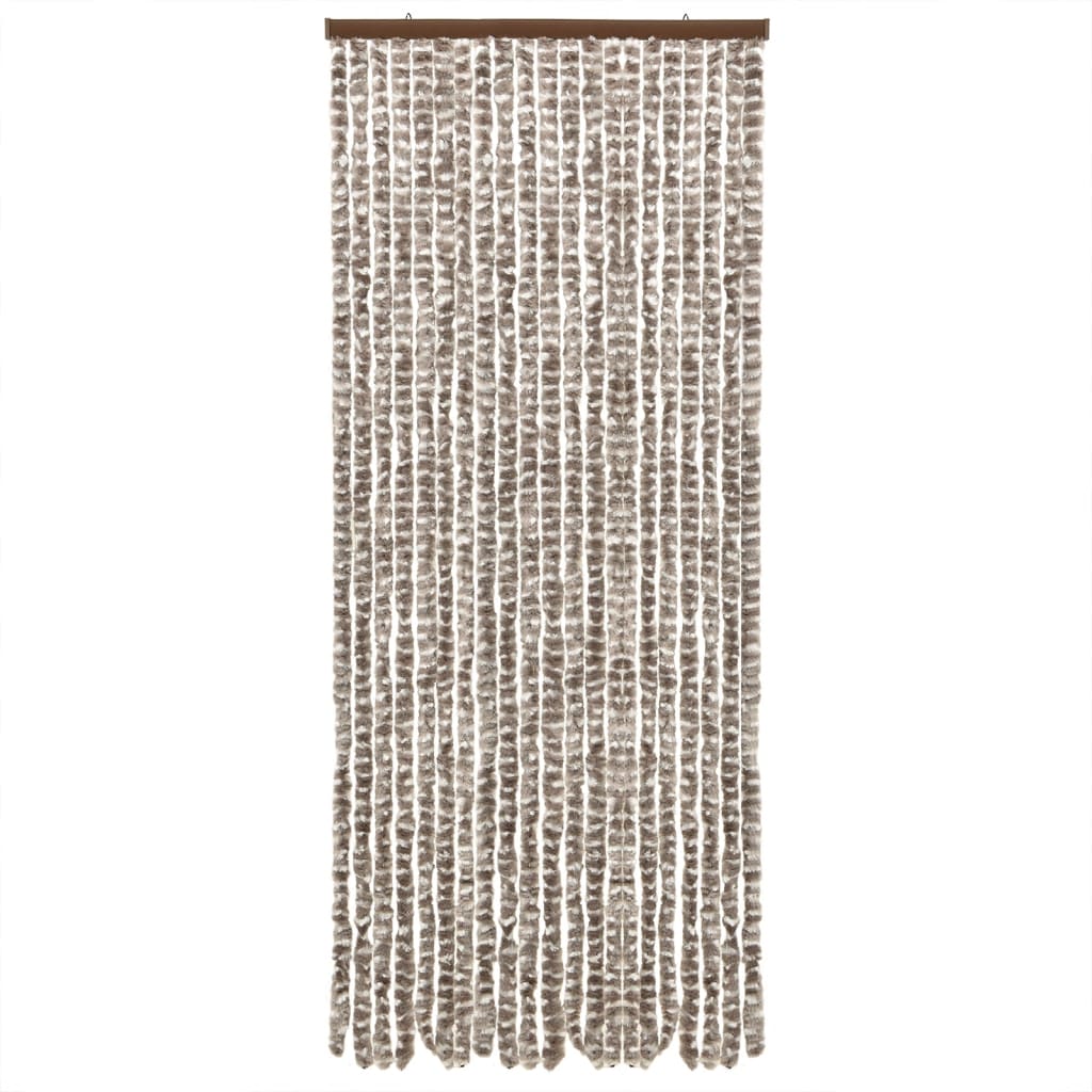 Vliegengordijn 56x200 cm chenille taupe en wit