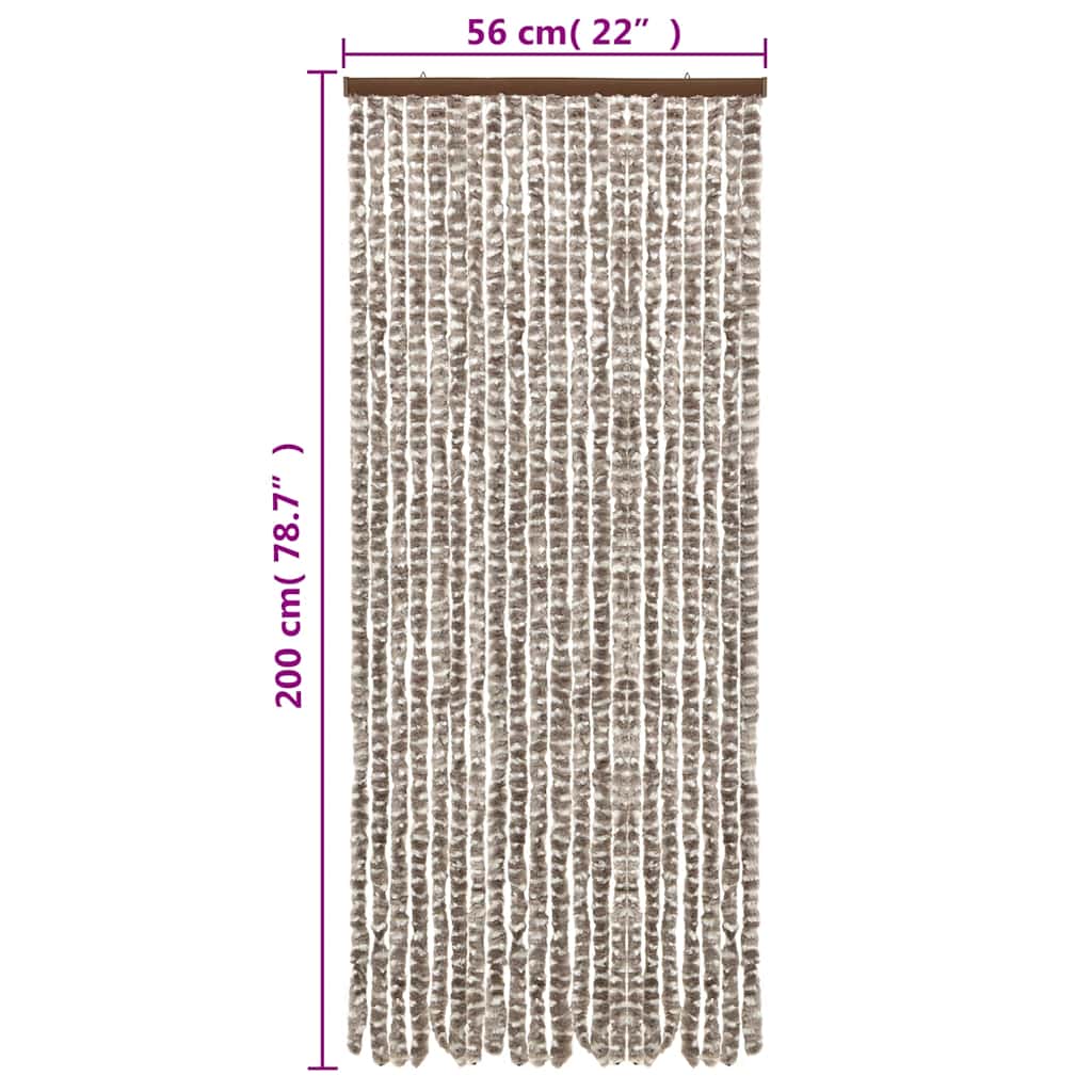 Vliegengordijn 56x200 cm chenille taupe en wit