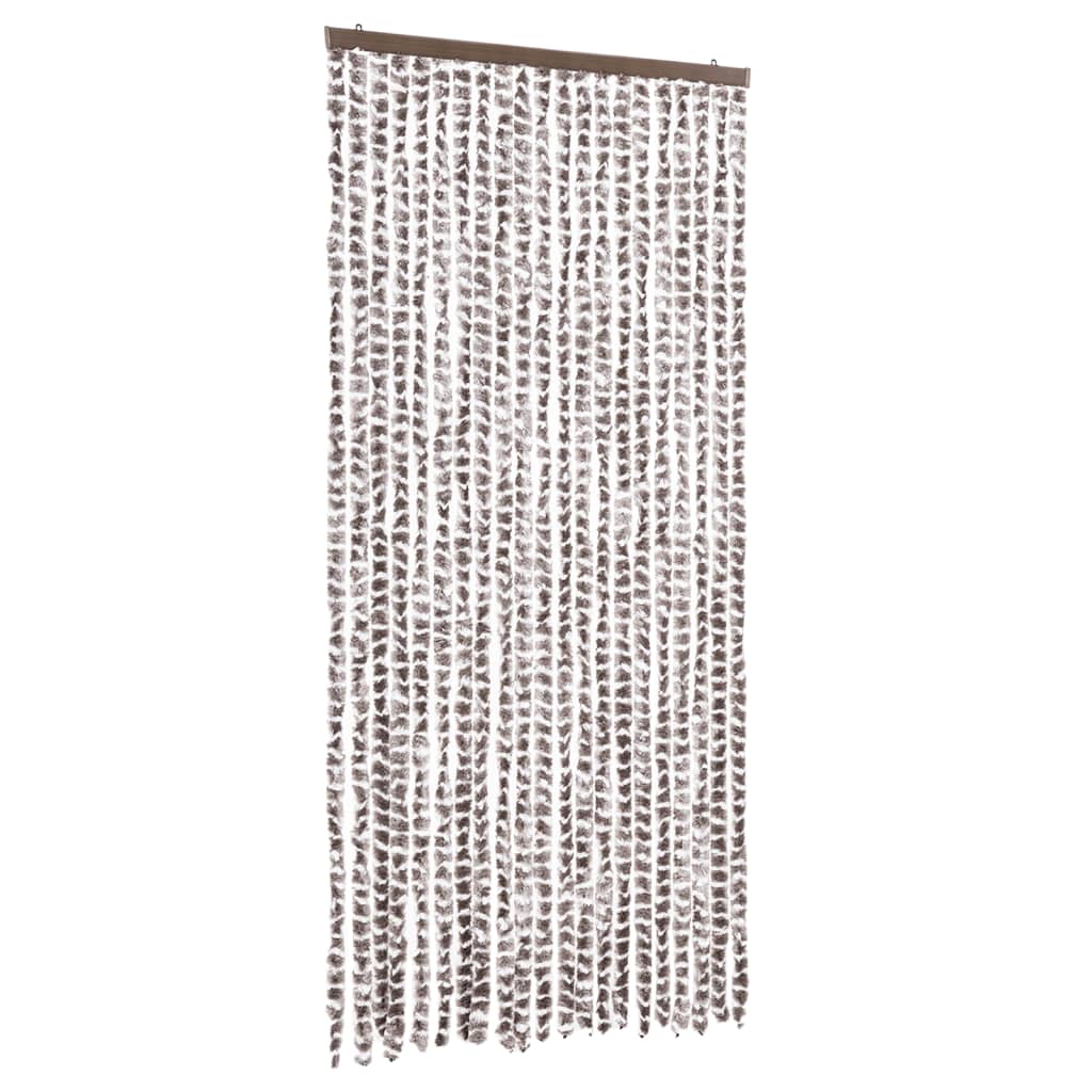 Vliegengordijn 90x200 cm chenille taupe en wit
