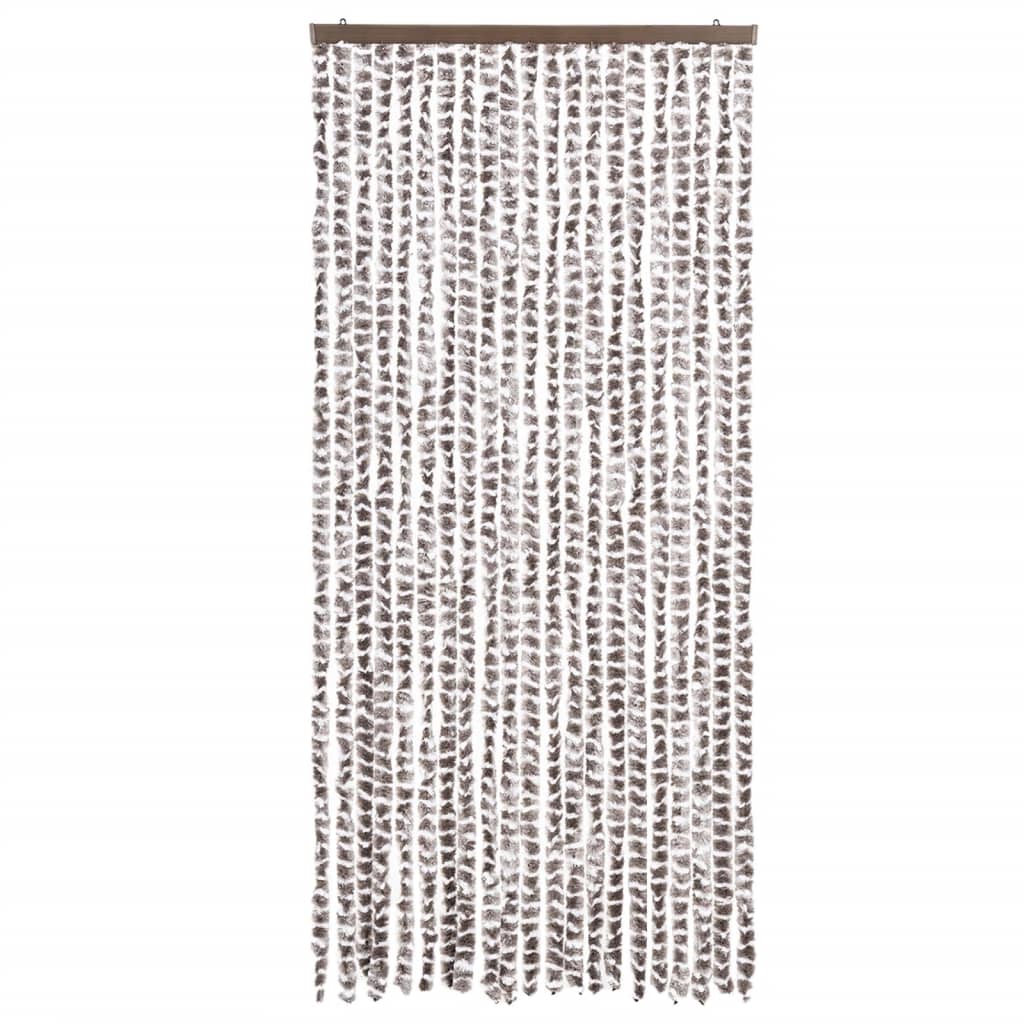 Vliegengordijn 90x200 cm chenille taupe en wit