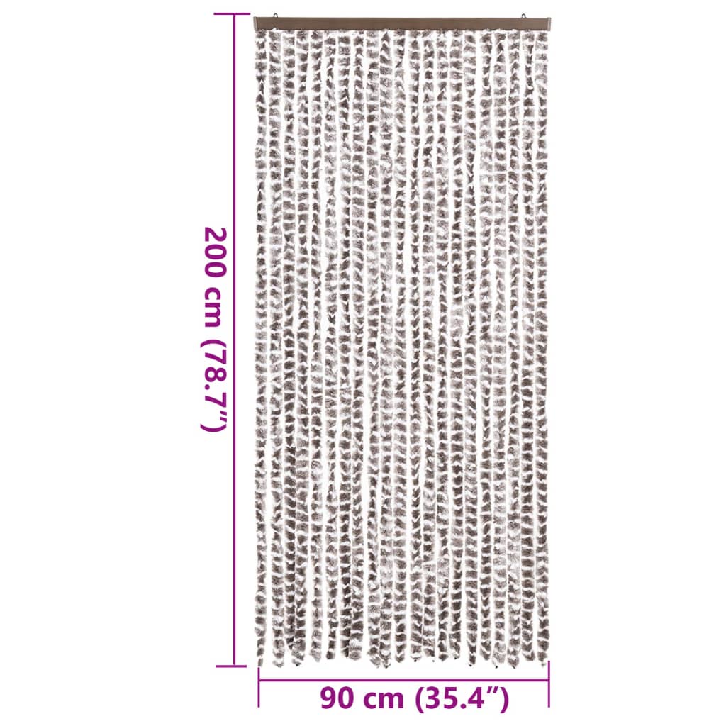 Vliegengordijn 90x200 cm chenille taupe en wit