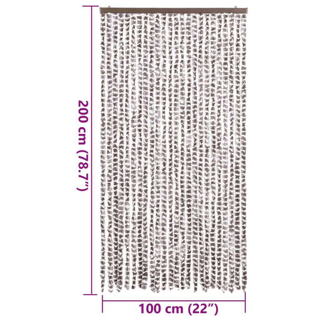 Vliegengordijn 100x200 cm chenille taupe en wit