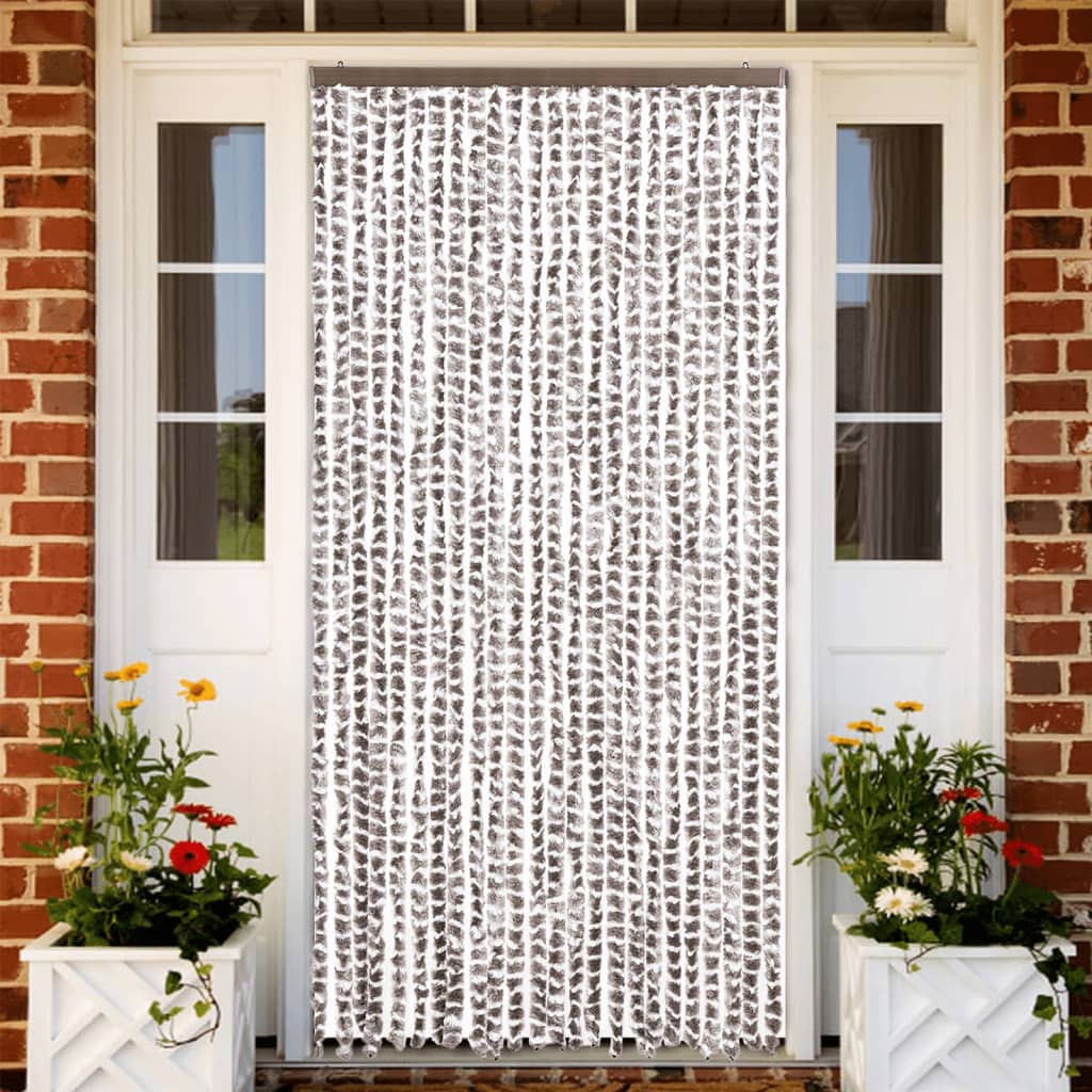 Vliegengordijn 100x200 cm chenille taupe en wit