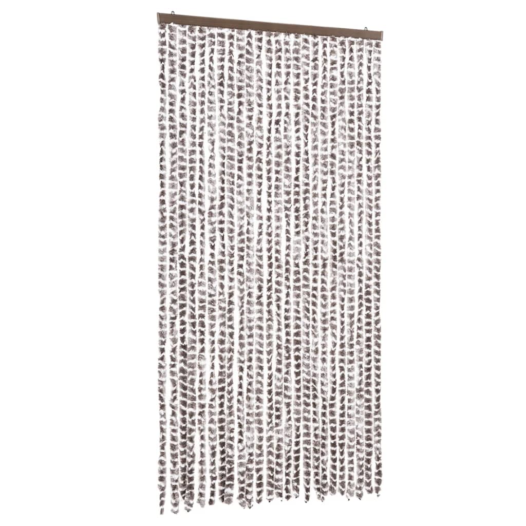 Vliegengordijn 100x230 cm chenille taupe en wit