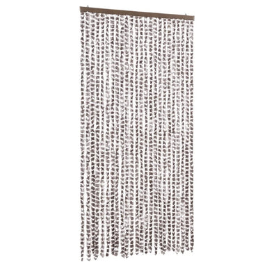 Vliegengordijn 100x230 cm chenille taupe en wit
