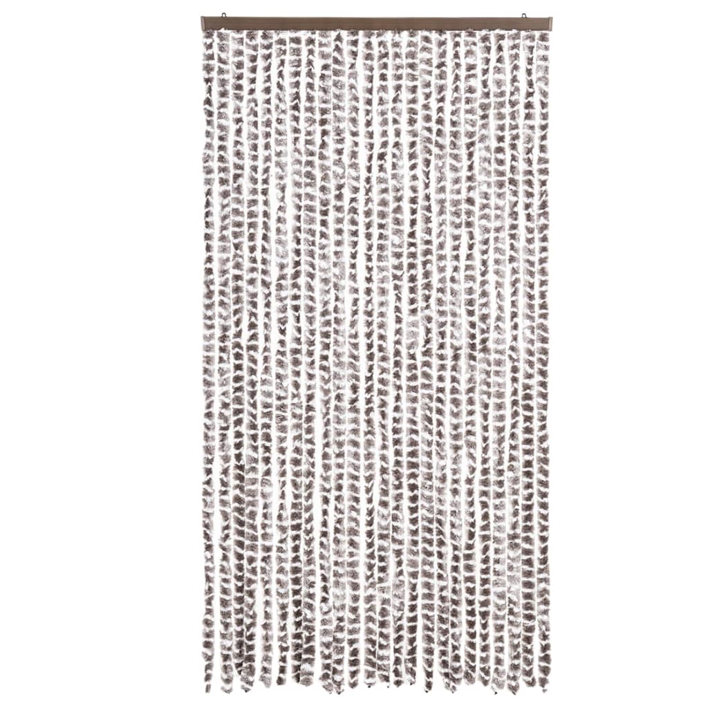 Vliegengordijn 100x230 cm chenille taupe en wit