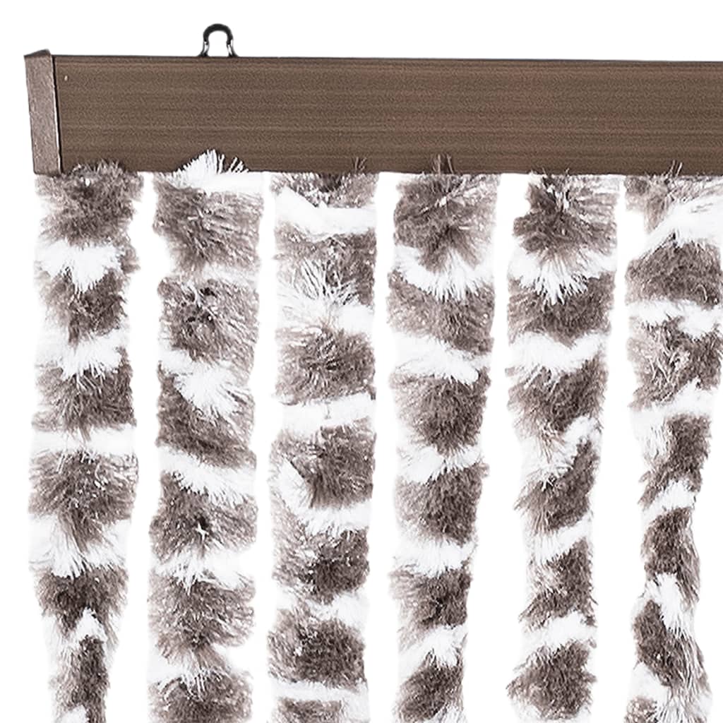 Vliegengordijn 100x230 cm chenille taupe en wit