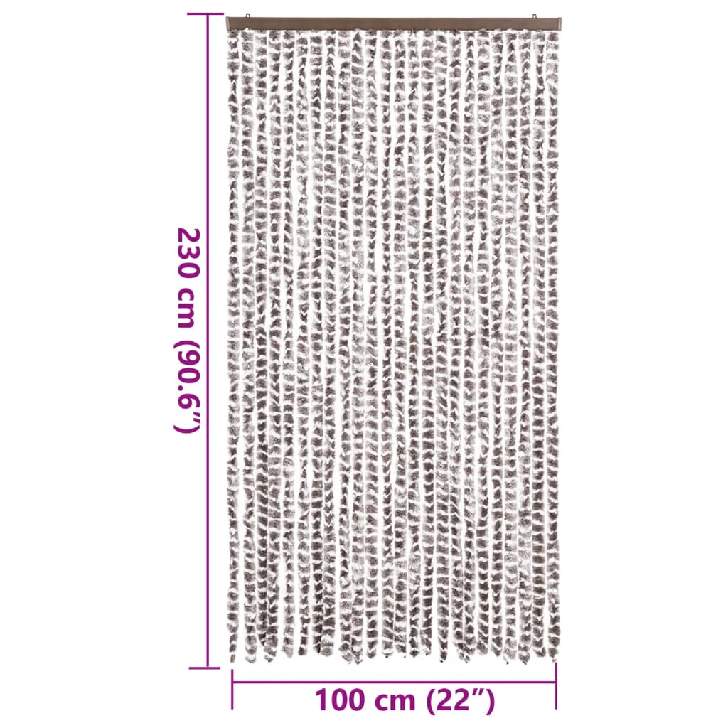 Vliegengordijn 100x230 cm chenille taupe en wit