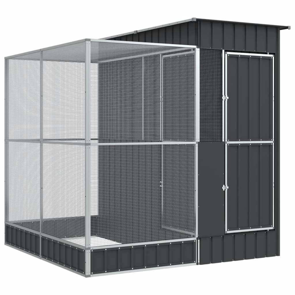 Volière met verlengstuk zilver 209x203x216 cm staal